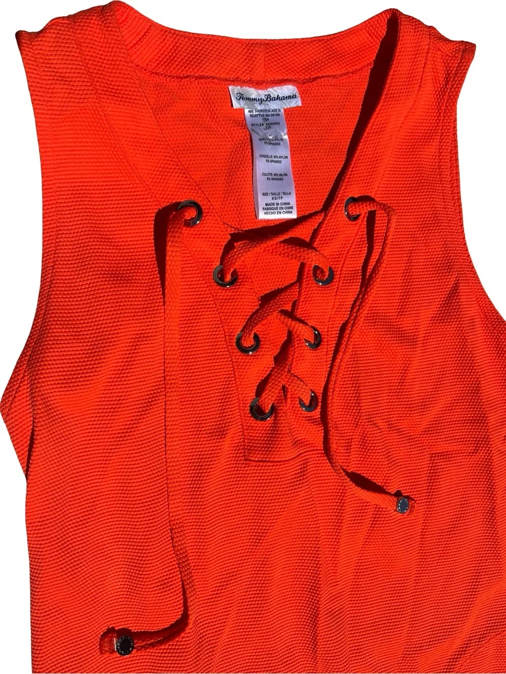 Tommy Bahama Island Cays Lace-Up Coverup Dress Orange Coral XS